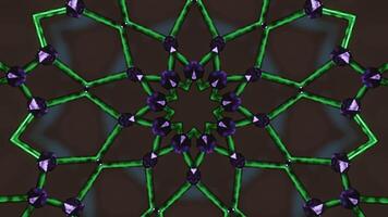 Green and black circular design with star in the middle. Kaleidoscope VJ loop video