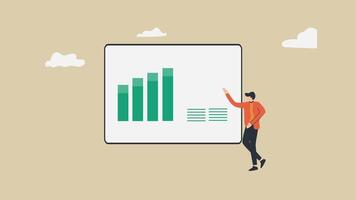 2d animation of people giving presentation about data and analytics video