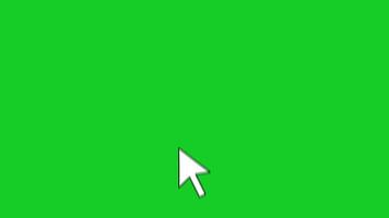 2d animação ponteiro seta cursor clicando. rato clique símbolo com círculo em verde tela com respingo video