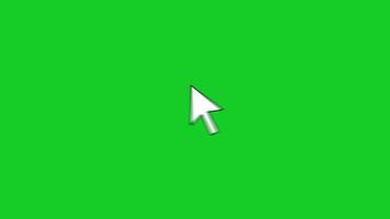 clique botão cursor rato clique verde tela, animado símbolo do seta cursor. rato clique símbolo com fagulha. cursor clique e ponteiro. video