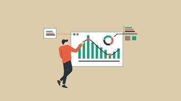 2d animation of people giving presentation about data and analytics footage video