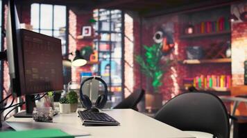 Office desktop setup includes monitors displaying terminal interfaces and AI systems. The self learning model showcases deep learning innovations and modern computing technologies. video