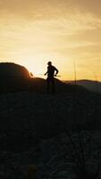Silhouette Of Sound Recordist With Boom Is Capturing Background Nature Sound video