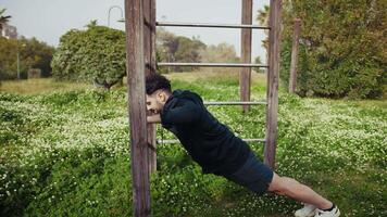 Spring Air Helps the Athlete During Intense Exercise in the Park video