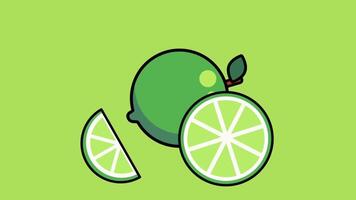 A fresh lime and its sliced half sit vibrantly on a green backdrop, representing freshness, flavor, and organic themes in animation visuals video