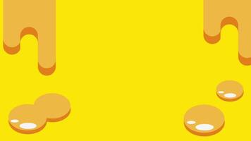 Thick honey pours slowly over a bright yellow backdrop, emphasizing sweetness and richness in this vibrant food-style animation loop video