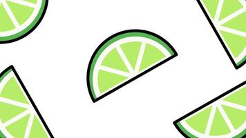 A seamless pattern of lime slices flows across a white backdrop, giving a fresh and zesty aesthetic suitable for food or summer visuals video