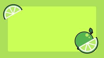 A glowing rectangular lime-colored frame with citrus slices decorates this cheerful animation, perfect for fun, food, or tropical visuals video