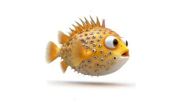 Cartoon pufferfish in three-dimensional rendering. video
