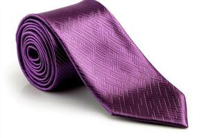 Elegant purple silk tie rolled neatly for formal occasions and stylish outfits photo