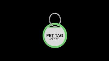Pet Tag Rotating on a Transparent Background. Seamless Loop. Pet ID Tag. 4K video