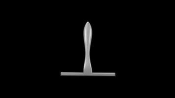 Stainless Steel Squeegee Rotating on a Transparent Background. Seamless Loop. 4K video