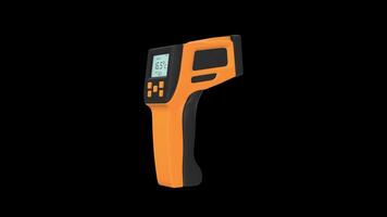 Infrared Thermometer Rotating on a Transparent Background. Seamless Loop. 4K video