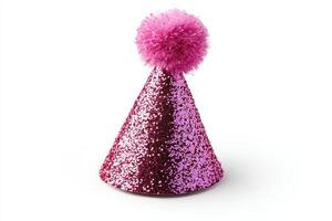 Bright and shiny party hat with pom-pom perfect for celebrations and festive occasions photo