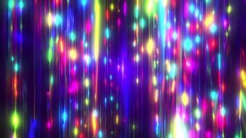 Abstract colorful background with bright neon rays and glowing lines. Colorful neon lines or light stripes go up and down video