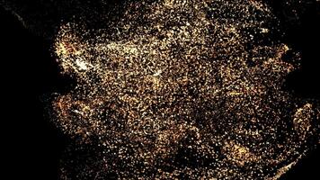 Abstract background with liquid gold particles of dust and glitter. Particles swirl and fly. beautiful bokeh on a black background. video