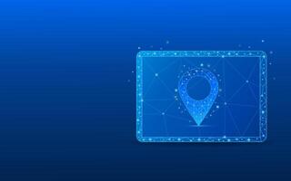 Abstract close-up tablet with digital location icon vector