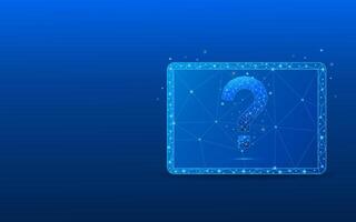 tablet close-up with an abstract digital question icon vector