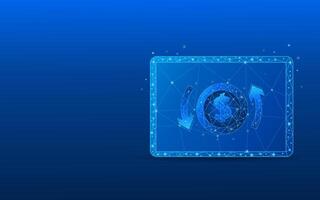 Smart tablet with digital currency with circular arrows returning cash vector