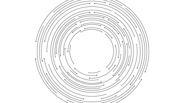 Abstract technological circular circuit background. Abstract concept of big data and AI. Network pattern. Digital computing innovation banner on a white background