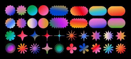 Set of minimalist geometric shapes with gradients vector