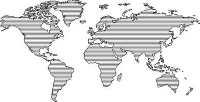 Global world map with horizontal lines vector