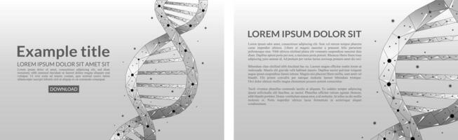 Polygonal DNA with futuristic element in gray color vector