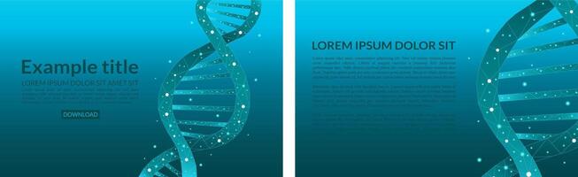 Polygonal DNA with futuristic element in technological blue color vector