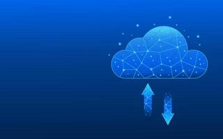 Abstract digital cloud computing icon with up and down arrows on a futuristic background vector