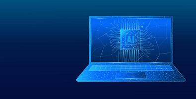 Computer processor with digital circuit elements in technological blue vector