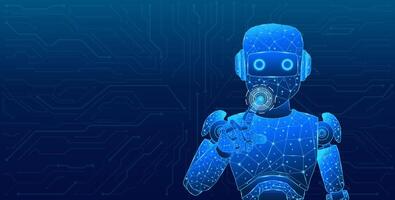 Technological blue polygonal futuristic assistant robot vector