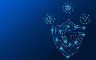 Data protection concept in low poly wireframe vector