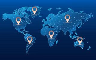 World map with location points vector