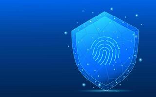 Cybersecurity and information or network protection concept with a polygonal fingerprint vector