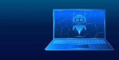 futuristic robot assistant on a digital laptop screen vector