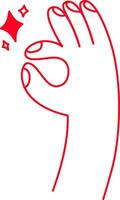 Hand drawn okay gesture with sparkling stars icon in modern minimalist linear art style vector