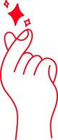 Hand-drawn hand holding a sparkling stars in a modern minimalist linear art style. vector