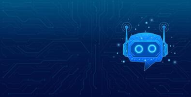 Chatbot robot head icon created with technological blue binary code vector
