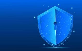 Cybersecurity and information or network protection concept in polygons vector