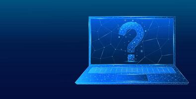 Abstract digital question mark on a laptop screen vector