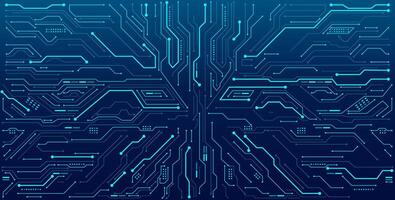 Circuit board with connected lines and dots on an abstract digital motherboard vector