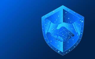 Secure deal concept in futuristic low poly wireframe style vector