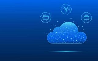 Abstract digital cloud computing icon with icons on a futuristic background vector