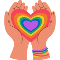 LGBTQ Pride Parade. Pride month. Hands Holding Rainbow LGBT Heart png