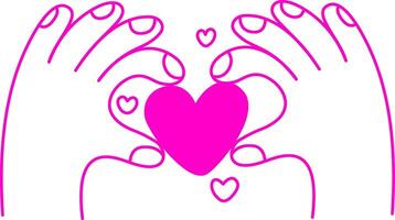 Two hand-drawn hands holding a heart gesture in a minimalist modern art style vector