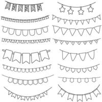 Illustration of a set of bunting flags on a white background vector