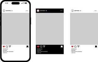 New Instagram feed interface design update in dark and light mode with editable text vector