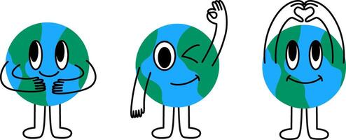 Funny and friendly hand drawn minimalist planet mascot vector