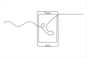 Mobile phone outline art continuous line vector