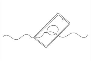 Modern smartphone in continuous line drawing vector
